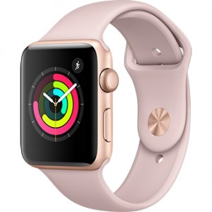 Apple Watch Series 3, 42 мм, корпус из золотистого алюминия, ремешок цвета «розовый песок»