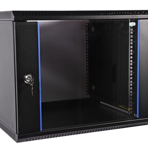 Шкаф телекоммуникационный настенный разборный 6U (600 × 350) дверь стекло, цвет черный